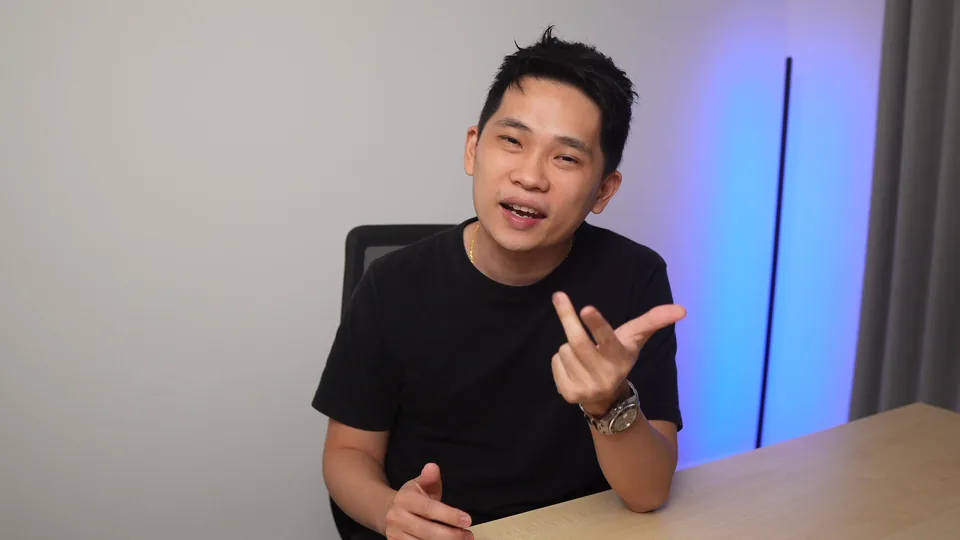 Chenming recording a YouTube video in his studio